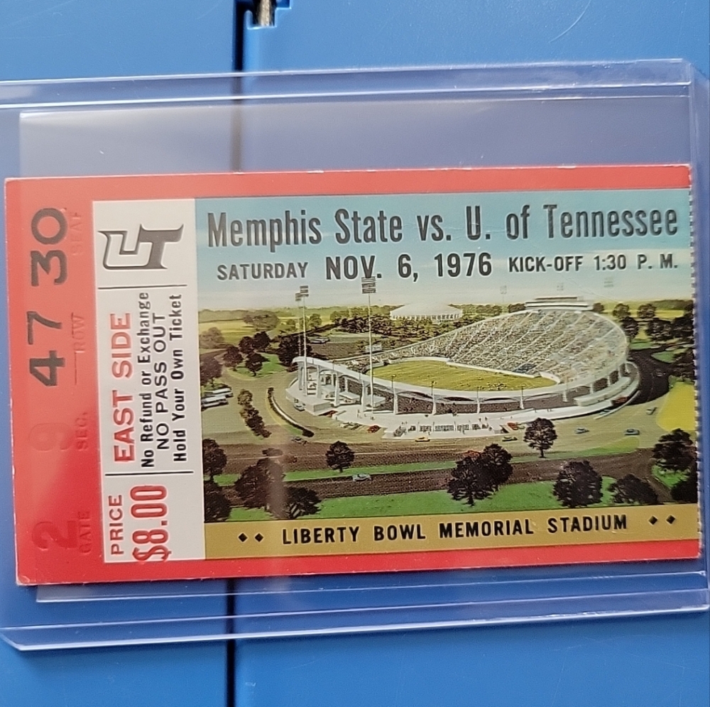 Memphis State vs University of Tennessee college football ticket stub